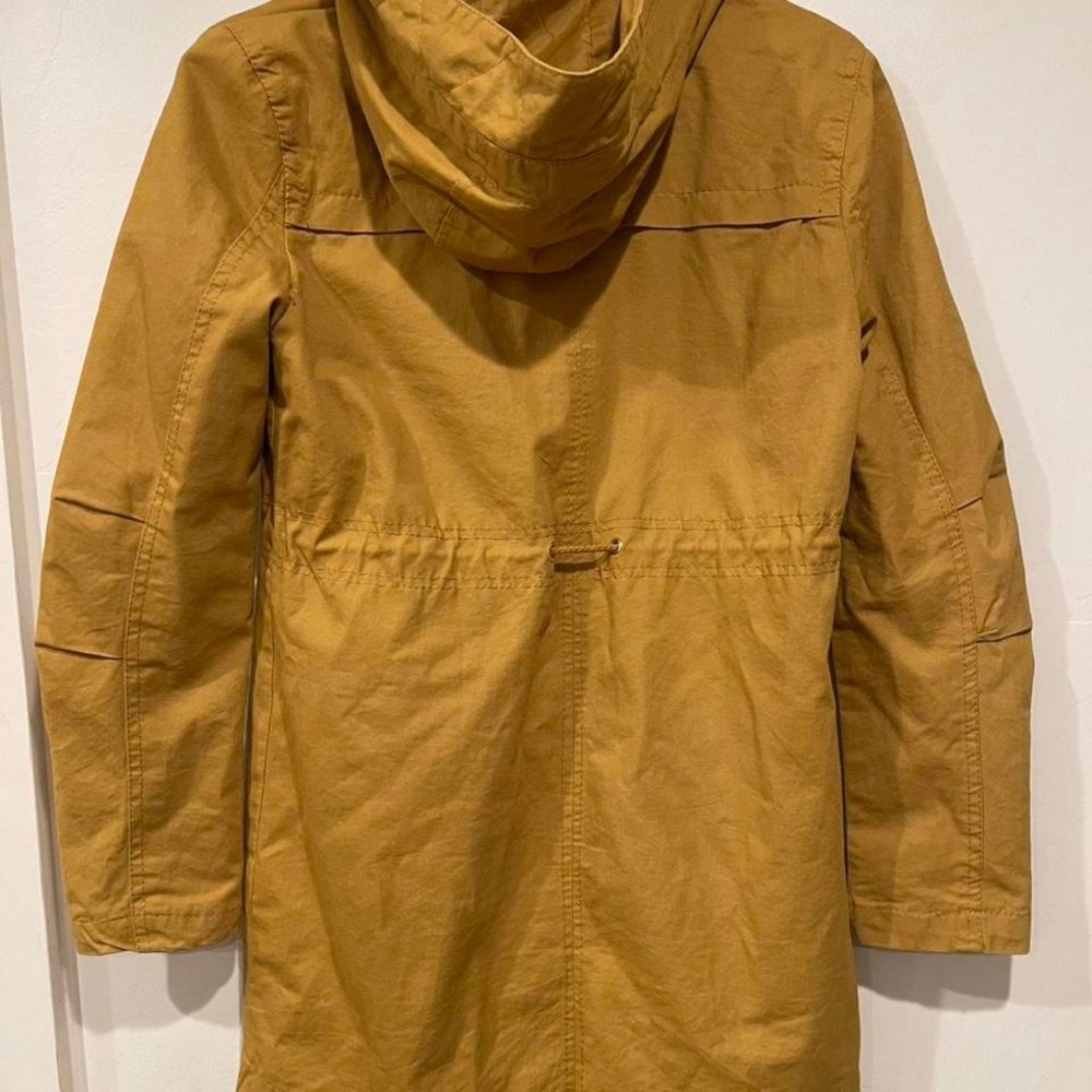 Forever 21 Women's S Utility Jacket Mustard Yellow Hooded Anorak Parka Cotton‎ - Picture 7 of 7